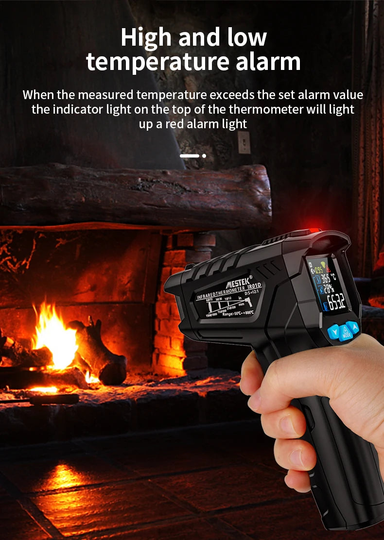 Digital Infrared Thermometer -50 to 800℃ Laser Thermometer -58 to 1472℉ Temperature Meter Digital Thermometer Backlight Alarm