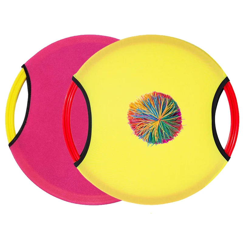 2PCS Outdoor Play Trampoline Paddle Ball And Flying Disc Parent Child Interaction Games Beach Lawn Backyard Sports Party Favors