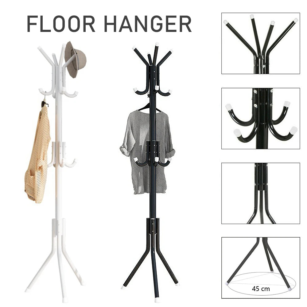 Metal Freestanding Tree-Shaped Clothing Rack, Multi-Functional Garment Organizer, Space-Saving Floor Standing clothes hat Rack