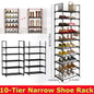 Shoe Rack,10-Tier Metal Shoe Storage Organiser, Metal Frame, Space-Saving Rack,for Room, Hallway STORAGE SHELVES STAND WITH HOOK