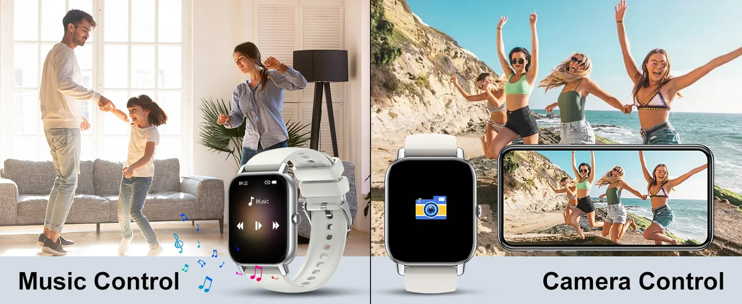 Jxrev Smart Watch, 1.85" Sports Watch for IP68 Waterproof, 110+ Sport Modes, Fitness Activity Tracker, Ultra Thin Watch.