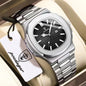 POEDAGAR Fashion Couple Watch Waterproof Luminous Date Stainless Steel Quartz Love Wristwatch Square Watches for Boyfriend Gift