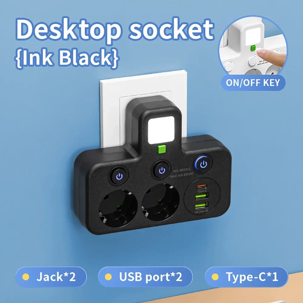 EU Plug AC Socket Power Board Multi-layer Wall Socket Universal Network Filter with Or Without USB Independent Switch Light Adap