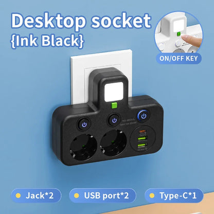 EU Plug AC Socket Power Board Multi-layer Wall Socket Universal Network Filter with Or Without USB Independent Switch Light Adap