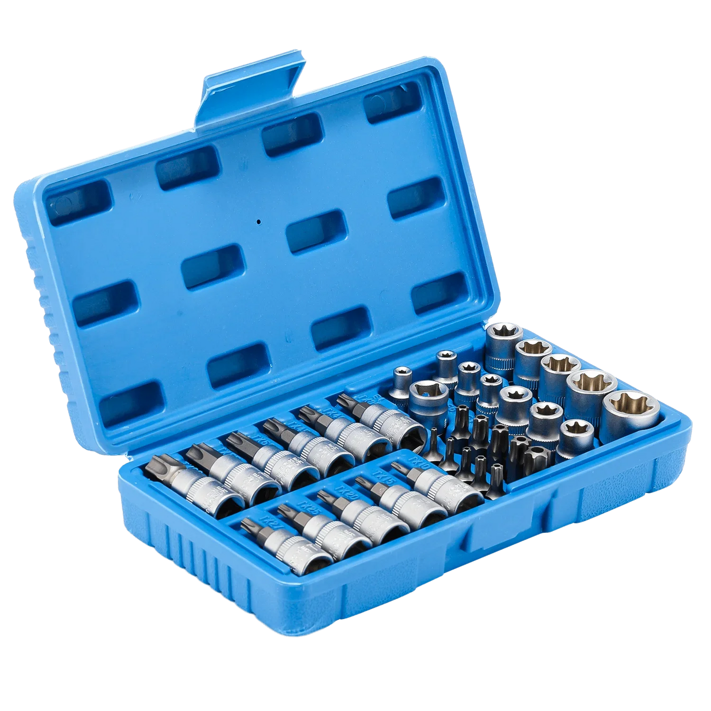34pcs Torx Star Socket & Bit Set Male Female E & T Sockets with Torx Bits + Case