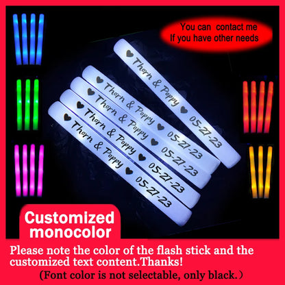 12/15/30/60Pcs RGB LED Glow Bulk Party Supplies Colorful LED Glow Sticks Foam Stick Cheer Tube Dark Light Birthday Wedding