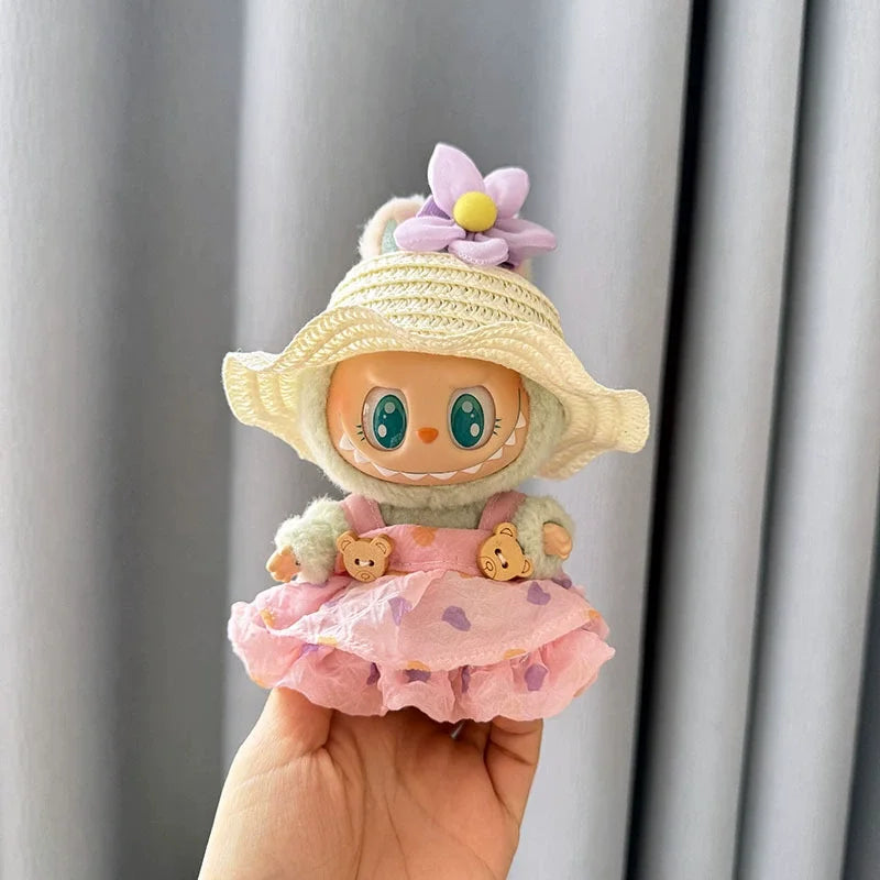 Mini Plush Doll'S Clothes Cute Outfit Accessories For Labubu V1 V2 Korea Kpop Idol Dolls Goose Dinosaur Macaron Clothing Gifts