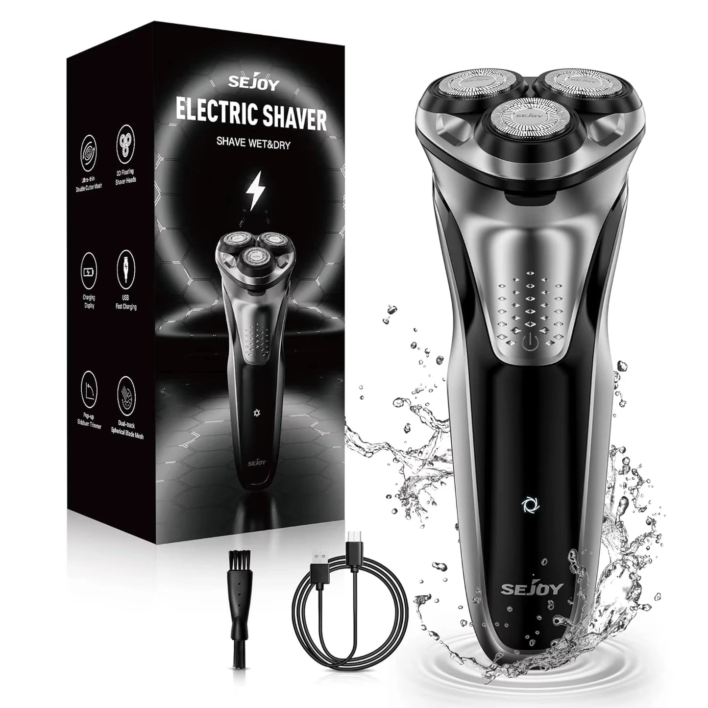 SEJOY Electric Shavers for Men Cordless Razor Hair Trimmer Waterproof IPX7 Travel Hairber Shaving Machine Home Appliances