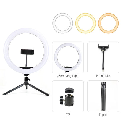 26cm 10inch Led Selfie Ring Light Round Ring Lamp with Phone Holder Photography Fill Lighting with Tripod for Youtube Live Video