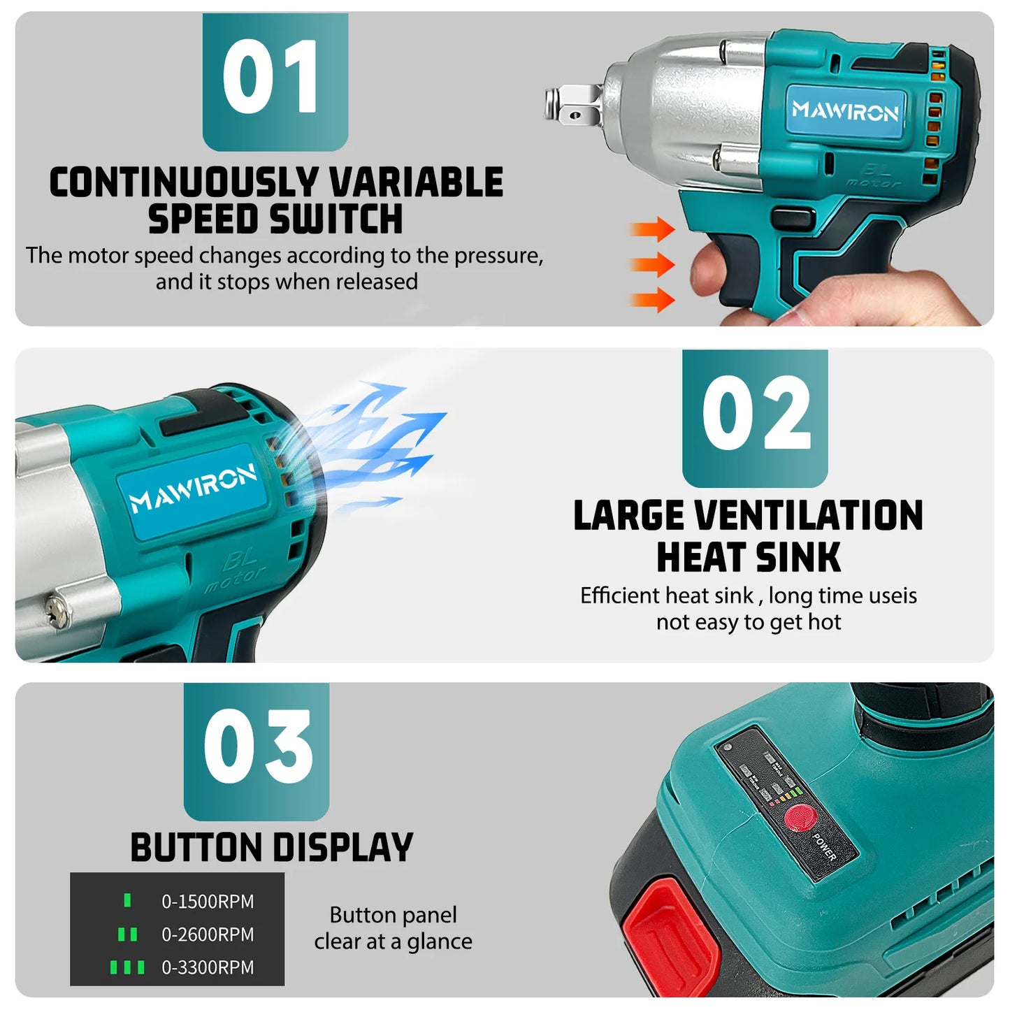 450N.m Cordless Impact Wrench with 1 x 5.5AH Battery Brushless Impact Wrench Set with 7 x Screwdriver, 4 x Impact Sockets