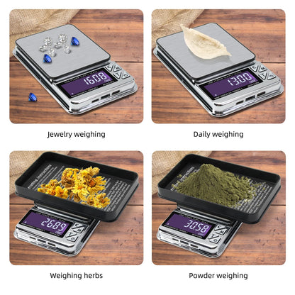 Digital Jewelry Scale High Precision 200g/1000gx0.01g Accuracy Smart Counting Gem Food Balance Kitchen Pocket Scales USB Charge