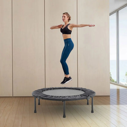 【Breeins】Folding Trampolines Fitness Indoor Exercise Workout Rebounder Sport Trampoline Handle Trampoline for Adults Jumping T