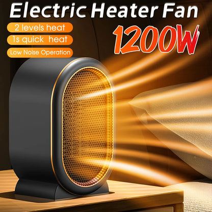 1200W Electric Heater Portable Desktop Fan Heater Heating Warm Air Blower Mini Radiator Home Office Warmer Machine for Winter