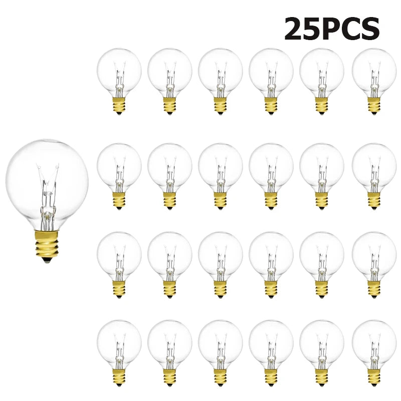 G40 Globe Clear Replacement Light Bulbs 7W Tungsten Edison Bulbs E12 2200K Warm White for Patio Lighting Decoration Wedding