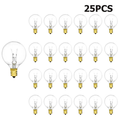 G40 Globe Clear Replacement Light Bulbs 7W Tungsten Edison Bulbs E12 2200K Warm White for Patio Lighting Decoration Wedding