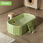 1PC green and white children's portable thick folding bathtub, suitable for travel