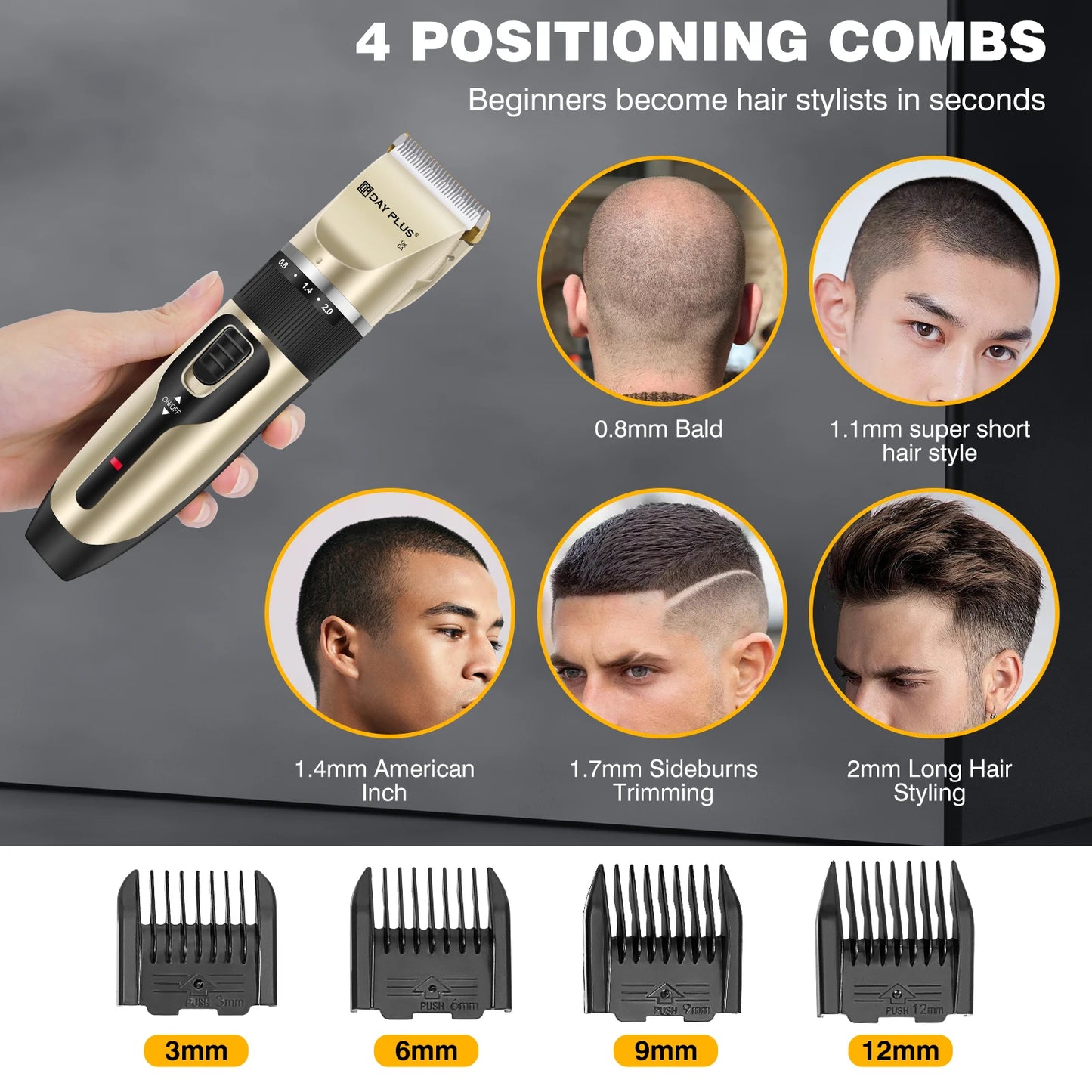 Professional Hair Trimmer, All-in-1 Body Hair Trimmer, Cordless Precision Trimmer, 90 Minutes Ultrasonic Sharp Blade for Men, Ki