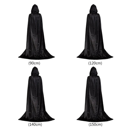 1 Piece of Halloween Cape With 3 Sizes Available It is a Black Grim Reaper Cloak Made of Party Satin Featuring a Stand-up Collar