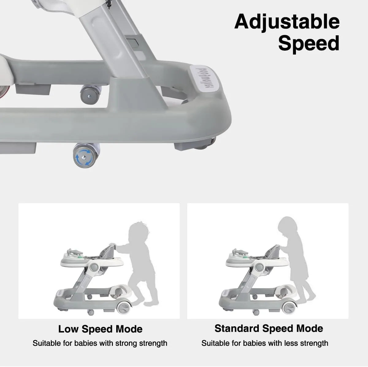 2 in 1 Baby Walker, Toddler Baby Push Walker with Removable Feeding Tray and Music Tray(Without Battery), Foldable Walker
