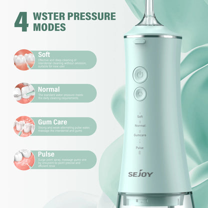 SEJOY Oral Irrigator USB Rechargeable Water Flosser Portable Dental Water Jet 280ML Water Tank Waterproof Teeth Cleaner For Oral