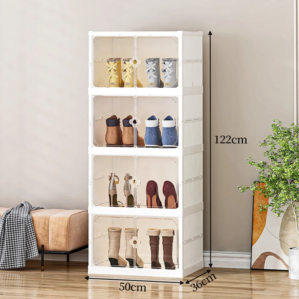 【Lifeideas】3-Tier Foldable Storage Rack Shoes Organizer with Doors