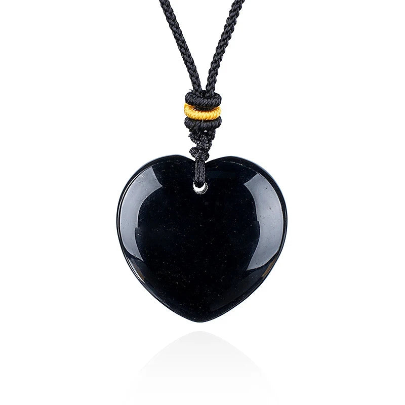 1pc 30mm Natural Stone Pendant Necklace Heart Amethyst Rose Quartz Pendant Necklace for Women Men Jewelry Party Gift