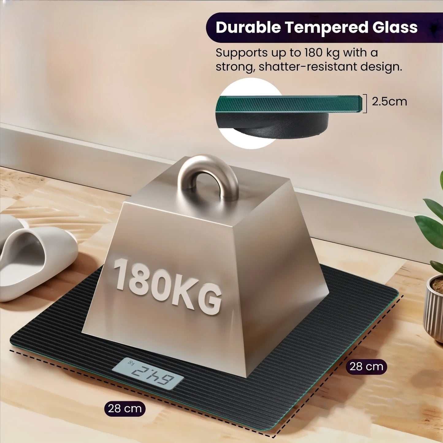 Digital Bathroom Scales 180KG Body Weight Weighing Scale Smart LED Electronic