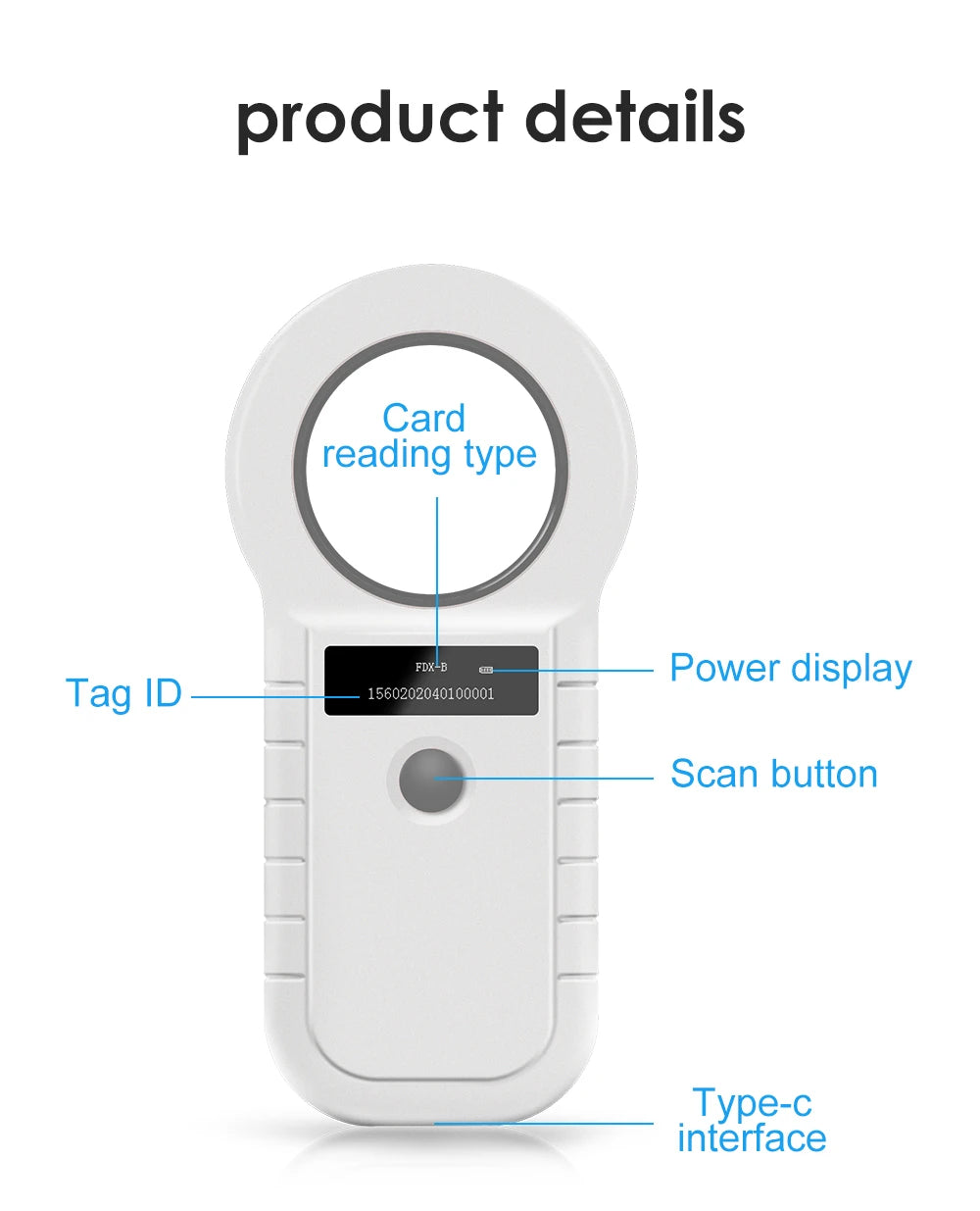 134.2KHz RFID Animal Reader 15 Digits 125KHz Pet ID Scanner EMID FDX-B ISO 11784/85 Microchip Tag Registration For Cow Fish Dog