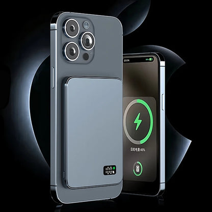 Ultra Thin Power Bank for MagSafe,Magnetic Wireless Fast Charging LED Display Portable Battery For iPhone Samsung Phone Airpods