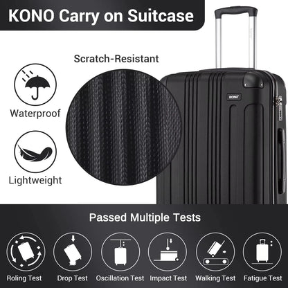 Kono Large Hard Shell Luggage 19/24/28 inch Lightweight ABS 4 Wheels Spinner Business Trip Trolley Case Suitcase
