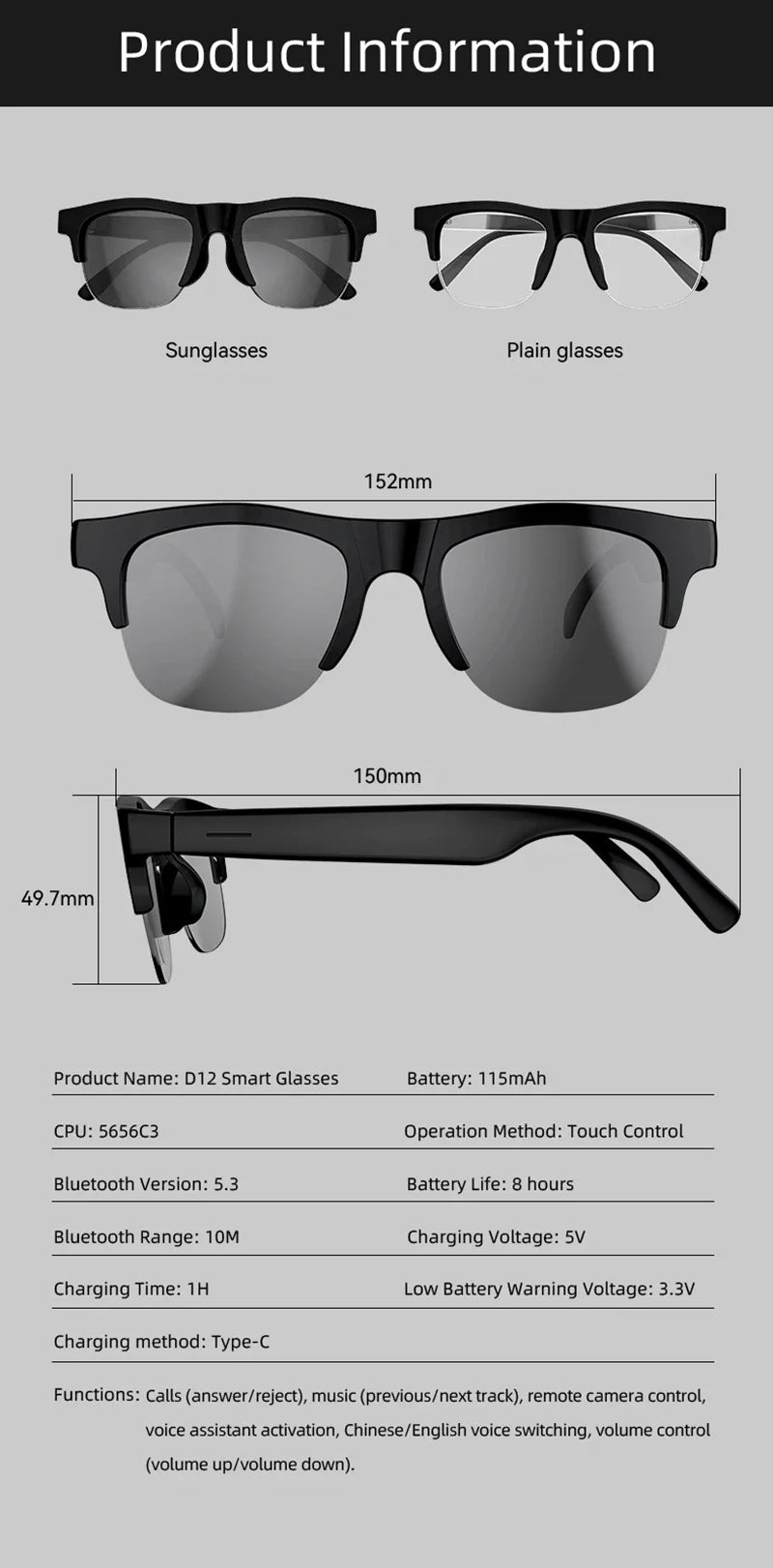 Lenovo 8K HD AI Smart Glasses AI Translation Hands-Free Calling AI Chat Logging Music Playback Smart Sunglasses for Men 2026 New