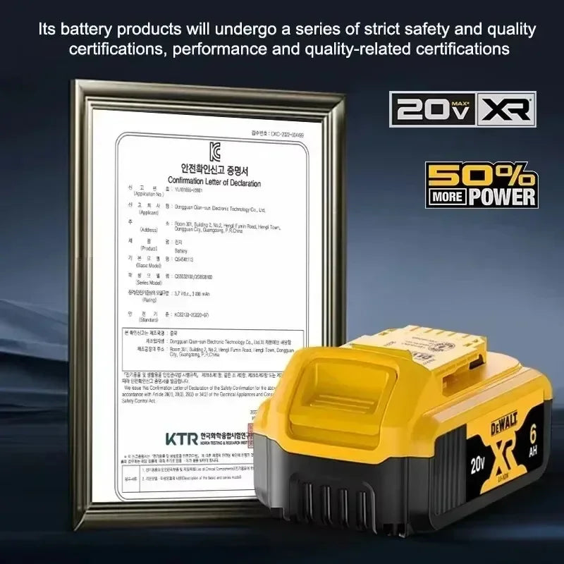 100% Original DeWalt 20V 6Ah 5Ah Battery Power Tool Replacement for DeWalt DCB206 DCB205 DCB202 DCB200 18V 20V Power Tool