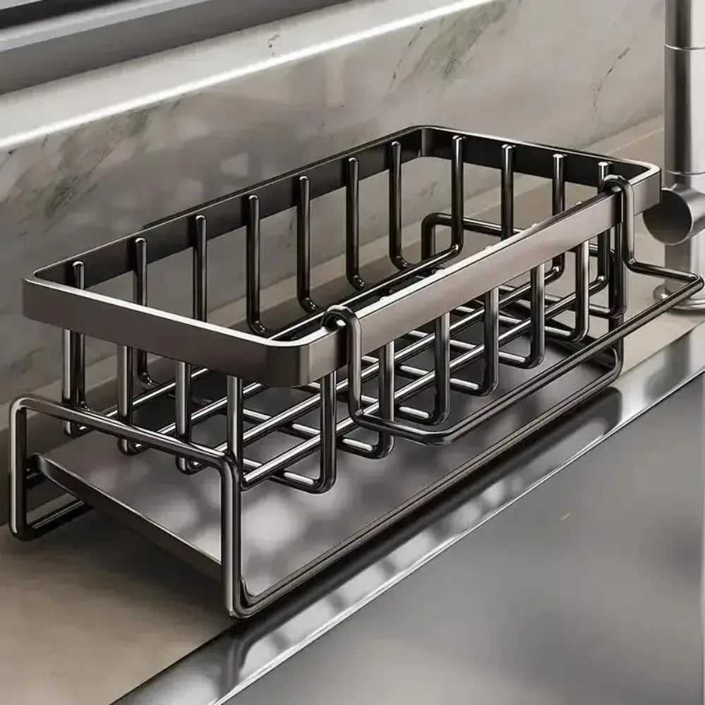 1 Pcs Kitchen Space Aluminum Sink Drain Rack Sponge Storage Faucet Holder Soap Drainer Shelf Basket Organizer Bathroom Accessories