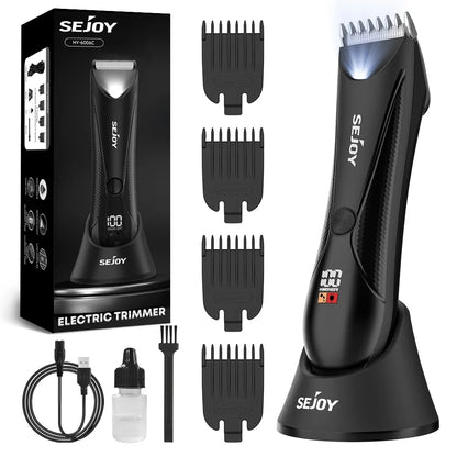 Sejoy  Body Hair Trimmer for Men Bikini Electric Trimmer Groin & Body Shaver Groomer Arm Beard Razor Rechargeable