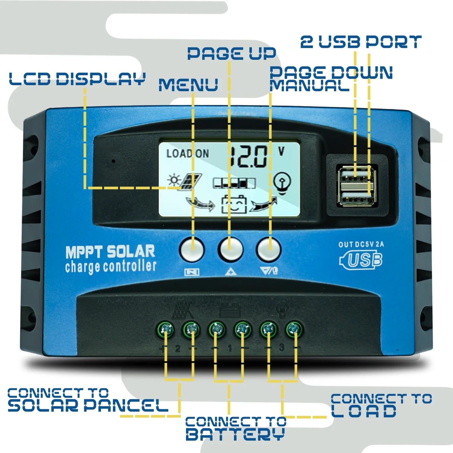 Polestar Solar Charge Controller 12V 24V 60A 80A 100A Dual USB LCD Display Auto Cell MPPT Panel Charger Regulator With Load