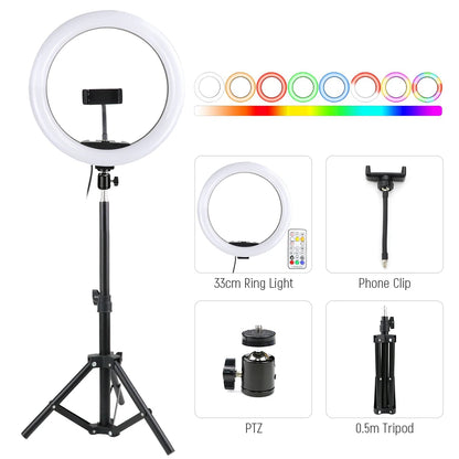 26cm 10inch Led Selfie Ring Light Round Ring Lamp with Phone Holder Photography Fill Lighting with Tripod for Youtube Live Video
