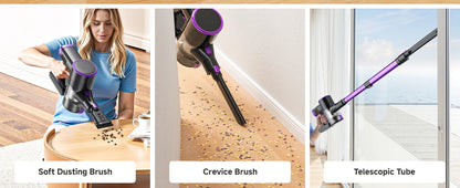 Lubluelu P4 Cordless Vacuum Cleaner 30Kpa Suction, 40Mins Runtime, Self-Standing, Green LED, for Hard Floor Carpet Pet