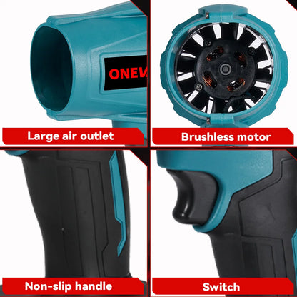 ONEVAN 2000W 200M/S Brushless Electric Turbo Fan Cordless Leaf Air Blowers Snow Dust Blowing Power Tool For Makita Battery Pin