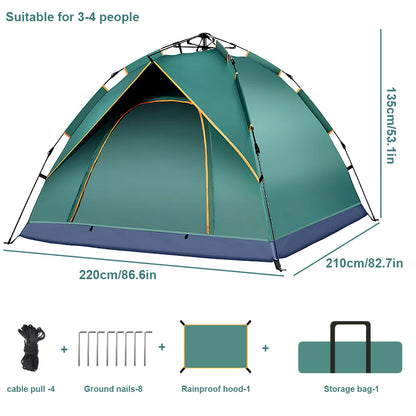 Automatic tents outdoor Folding Camping Tent Waterproof Roof Top Tents Double Door Beach Fish Shelter Tent For 3-4 Person