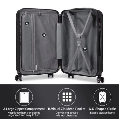 Kono Large Hard Shell Luggage 19/24/28 inch Lightweight ABS 4 Wheels Spinner Business Trip Trolley Case Suitcase