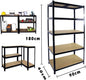 BRIEFNESS Adjustable height 5 layer storage unit boltless design industrial shelves, garage warehouse shed finishing 180X90X40CM