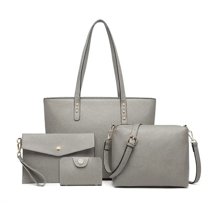 4 in 1 Totes Crossbody Bags Set PU tote bag Leather Shoulder Bag Handbag Purse with Detachable & Adjustable Strap for Women Lady