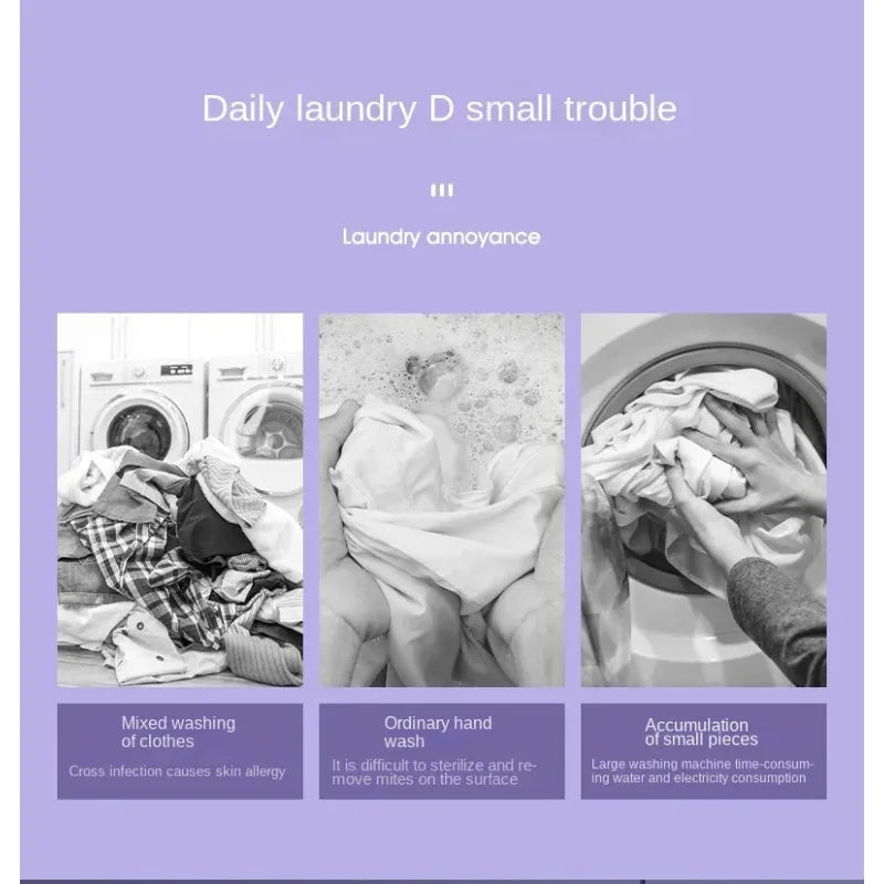 8L Foldable Mini Washer Spin Dryer Portable Cleaning Machine for Socks Underwear Panties Home Use Small Laundry