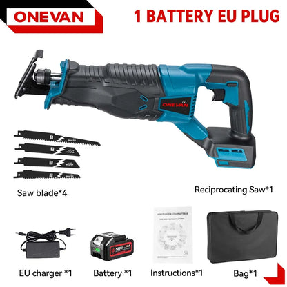 ONEVAN 3000W 10000SPM Electric Reciprocating Saw Electric Chainsaw Saber Saw Cordless Cutter Tool For Makita 18V Battery Pin