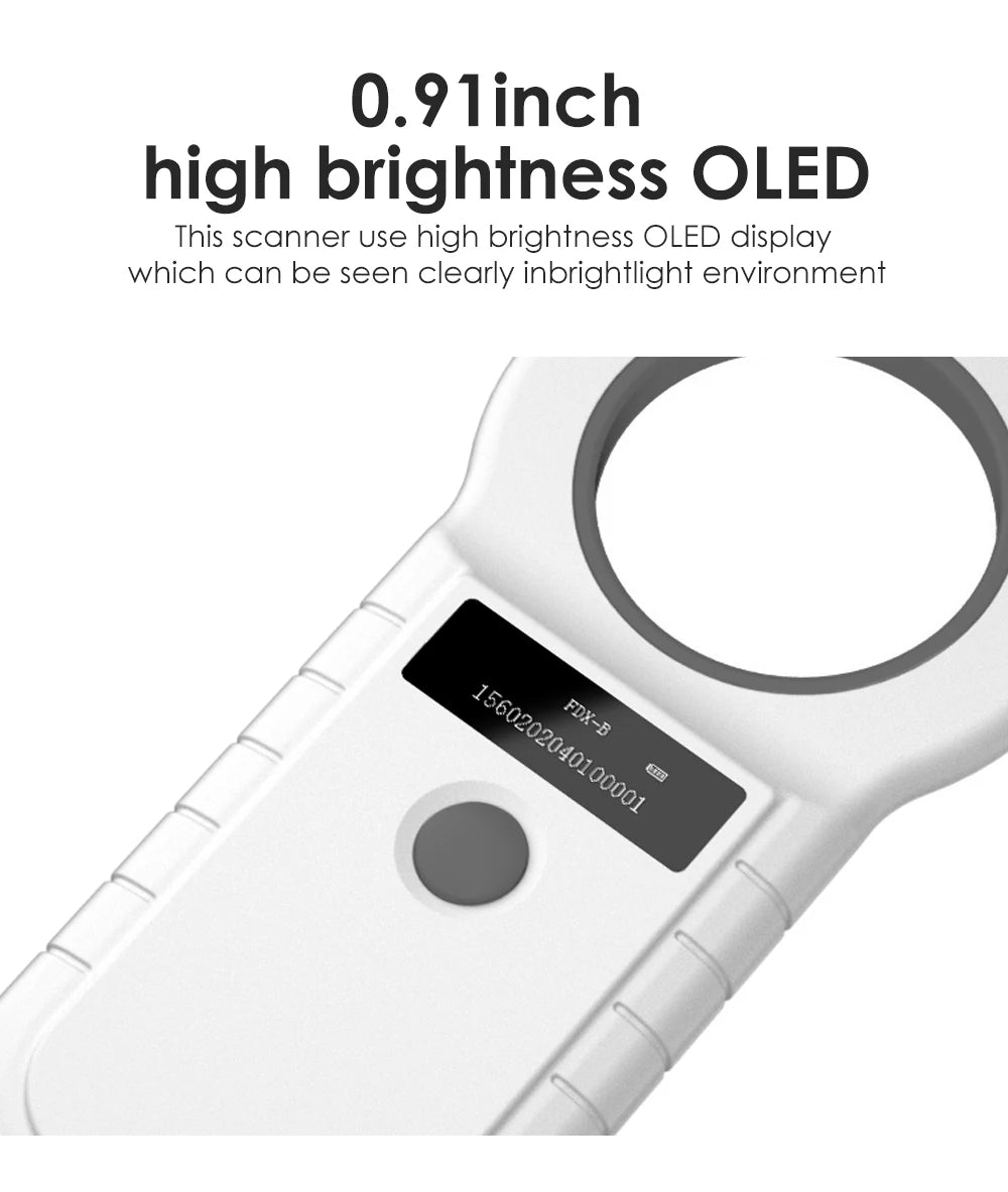 134.2KHz RFID Animal Reader 15 Digits 125KHz Pet ID Scanner EMID FDX-B ISO 11784/85 Microchip Tag Registration For Cow Fish Dog