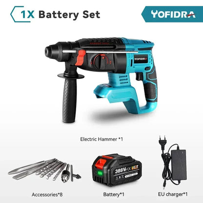 1680W Brushless Electric Hammer Drill 26MM Multifunctional Cordless Rechargeable Screwdriver Tool For Makita 18V Battery Pin