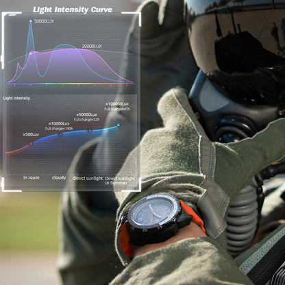 Men's Solar Powered Digital Watch 50M Waterproof Outdoor Sports Watch Luminous Watch
