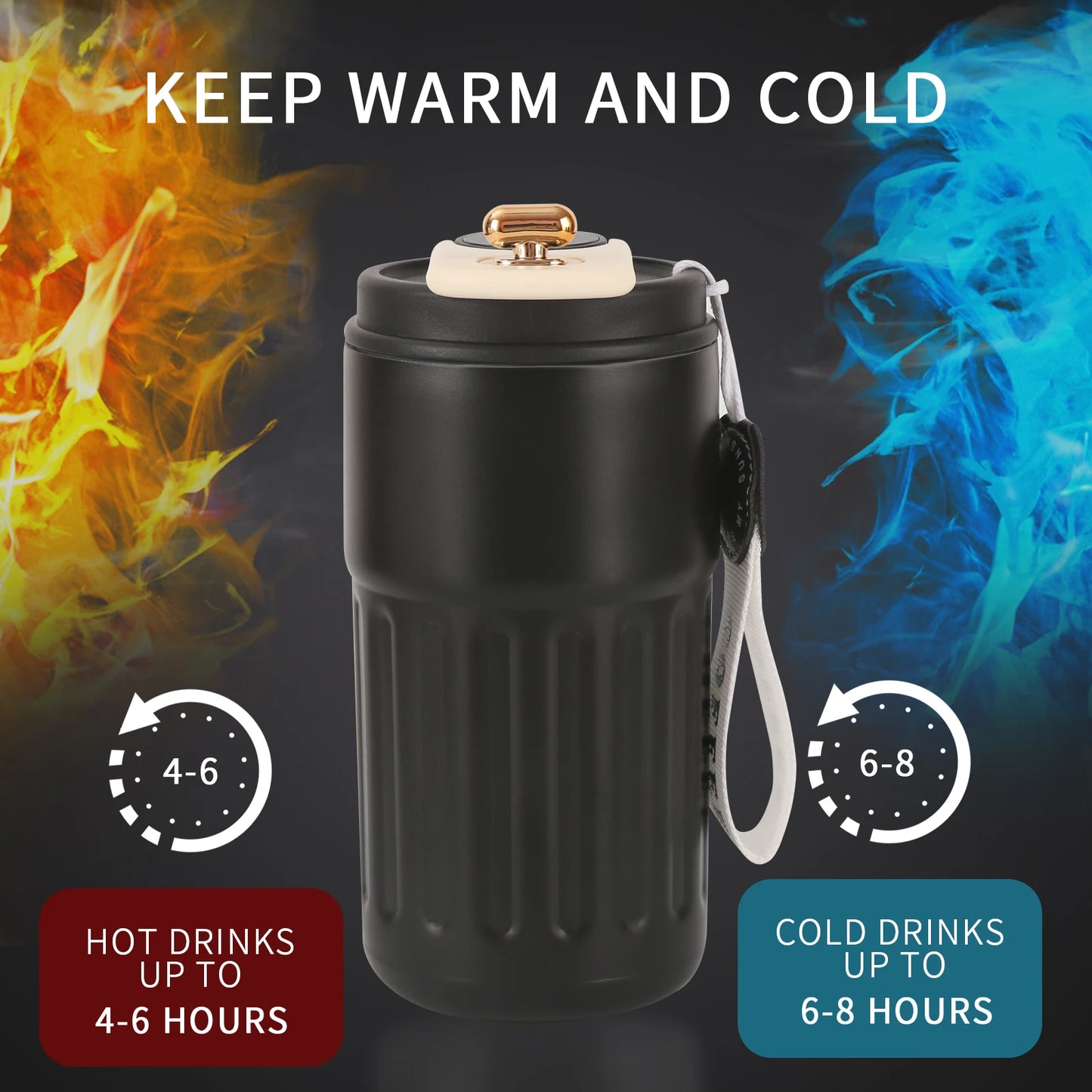 Stainless Steel Vacuum Insulated Travel Coffee Mug LED Temperature Display Insulated Mug with Lid 420ml