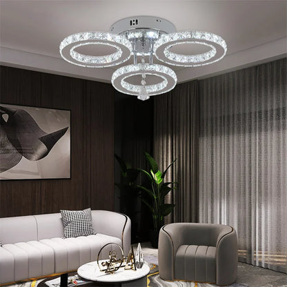 Modern Crystal Chandelier Ceiling Lamp Chrome Flush Mounted Pendant Light Luminari Dining Living Room Plafon Led Hanging Lampara