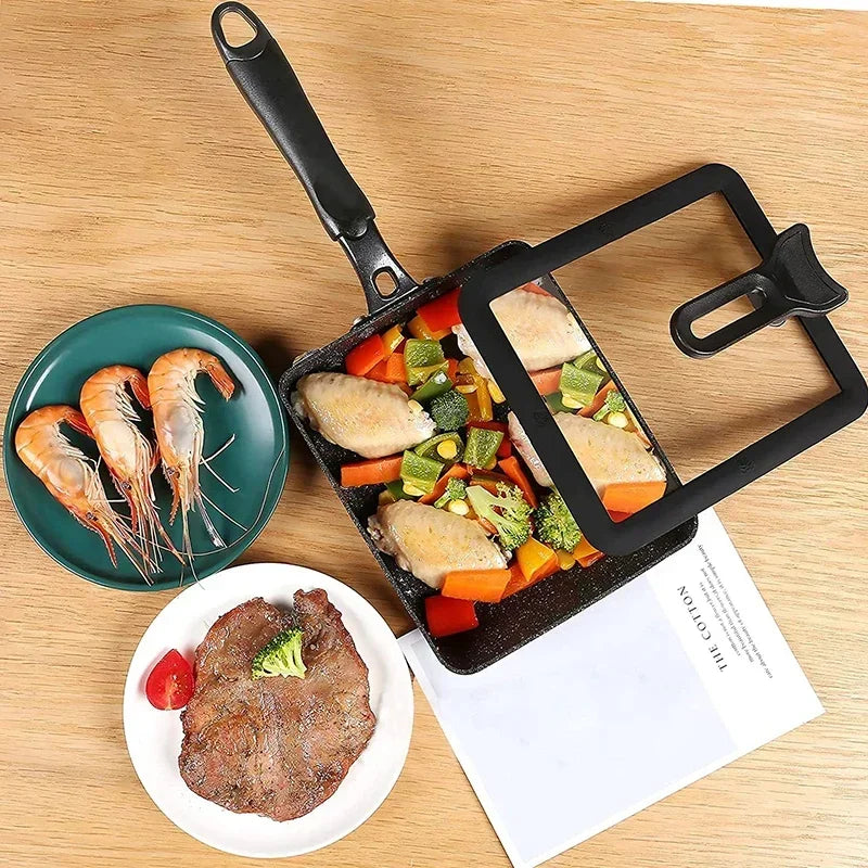 Japanese Omelette Pan / Tamagoyaki Pan, Non-stick Rectangle Egg Frying Pan - Optional Lid & Spatula - Aluminum Alloy